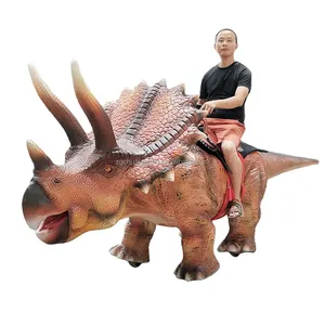 Passen Sie Walking Amusement Kiddie Walking motorisierte Dinosaurier Triceratops Dino Fahrten für Spiel Spielplatz