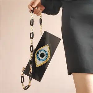 2021 latest Fashion luxury wholesale evil eye evening clutch bag women acrylic chain purse