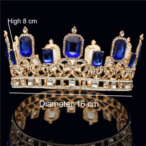 มงกุฎเจ้าสาวแบบบาโรกขนาดใหญ่ 6 สี สำหรับงานแต่งงาน ราชินี ราชา เจ้าสาว งานพรอม งานประกวด เครื่องประดับผม วงกลมประดับศีรษะ - Product Image 6