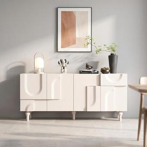 <span class=keywords><strong>Credenza</strong></span> Moderna in Legno Bianco con Vani Portaoggetti, Mobile Buffet <span class=keywords><strong>per</strong></span> Soggiorno e Sala da Pranzo, Tavolo Console <span class=keywords><strong>per</strong></span> <span class=keywords><strong>Cucina</strong></span> - Product Image 1