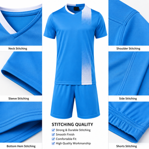 Vente directe d'usine, uniforme de football d'été pour hommes, 100% polyester, 180 g/m², imprimé par sublimation, respirant, séchage rapide, antibactérien - Product Image 6