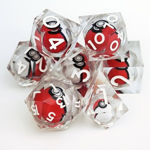 Juego de Dados Personalizados al por Mayor con Núcleo Líquido de Pokémon para Juegos de Rol de Mesa, Dados Hechos a Mano con Rotación de Poké Ball, Regalo de 7 Piezas - Product Image 1