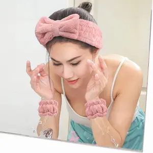 Bando Spa Bando Washband Cuci Muka Set Bando Rambut dan Gelang Tangan untuk Mencuci Wajah