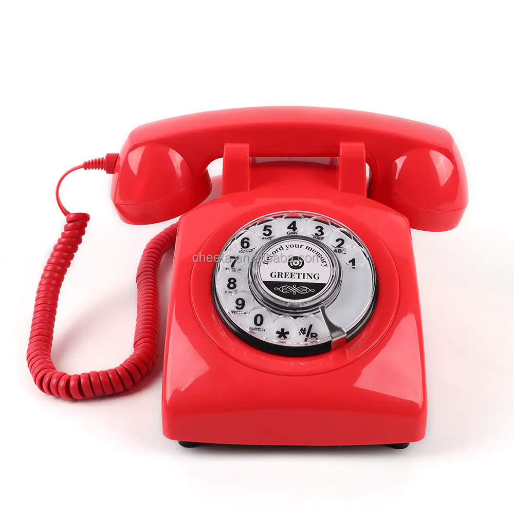 Vendita calda di nozze telefono di registrazione vocale del telefono rosso rotativo di tendenza Audio libro degli ospiti per la decorazione di nozze