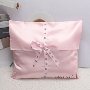 Bolsa de Seda con Logotipo Personalizado, Bolsa de Satén con Lazo, Embalaje para Extensiones de Cabello, Joyería, Zapatos, Ropa - Product Image 1