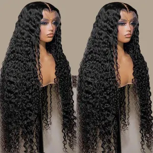 Wigs Factory Wholesale Bulk Sale Indian Raw Virgin Human Hair Deep Wave 13*4 HD Transparent Lace Front Wigs