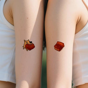 Tatuaggi temporanei colorati adesivi per cani che mordono pancetta di maiale simpatico <span class=keywords><strong>tatuaggio</strong></span> impermeabile a tema alimentare per la gamba del braccio del viso - Product Image 4