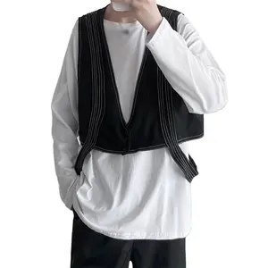 High Street Cargo Vest for Men Fashion Black Sleeveless Waistcoat
