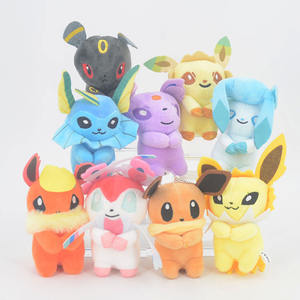 Venta al por mayor de juguetes de peluche de 4 pulgadas de Pikachu y Eeveelution, muñecos de anime Kawaii, colgantes para bolso - Product Image 1