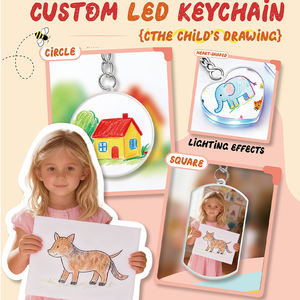 Porte-clés LED personnalisés avec photo de <span class=keywords><strong>dessin</strong></span> enfantin mignon, impression UV HD, cadeaux commémoratifs, porte-clés personnalisés avec <span class=keywords><strong>dessin</strong></span> d'enfant pour filles et garçons - Product Image 2