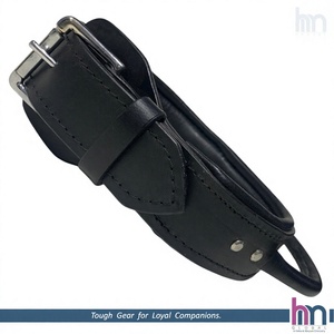 Premium Genuine Leather Heavy Duty Tactical K9 Dog Collar Rolled Leather Control Handle for <b>Large</b> Breed Dogs - Product Image 1