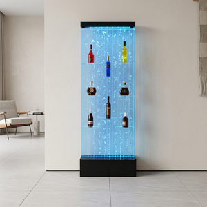 Fuente de Pared de Burbujas LED Acrílicas con Estante para Exhibición de Vino, Panel de Burbujas de Agua RGB, Separador de Ambientes, Decoración para Hogar, Bar, Sala de Estar, Hotel - Product Image 1