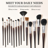 Nouveauté : 15 pinceaux de maquillage professionnels en poils de chèvre écologiques avec manche en bois pour poudre libre et fond de teint
