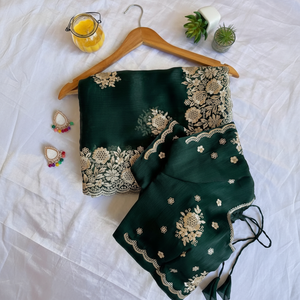 Meilleure vente exclusive dernière exclusive Saree Blouse motif élégant Berberry soie broderie Sari mariée à la mode nouveauté - Product Image 1