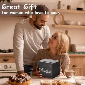 Wooden Recipe <b>Box</b> Flip Top <b>Kitchen</b> Card <b>Storage</b> Organizer Rectangle Standing Type General Packaging Yc6.30 - Product Image 4