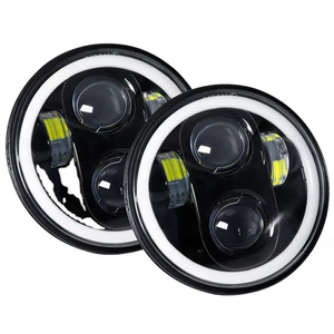 Phare LED <span class=keywords><strong>de</strong></span> 5,75 pouces pour Jeep Wrangler et moto |   60W Angel Eye Halo DRL |   Lampe <span class=keywords><strong>de</strong></span> projecteur tout-terrain à faisceau haut/bas 6000K - Product Image 1