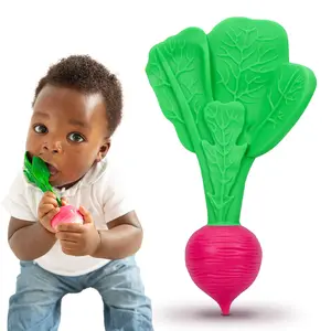 Customized Manufacturer Soft Vegetable Baby Teething Toys Bpa Free Silicone Radish Shaped Baby Teethers