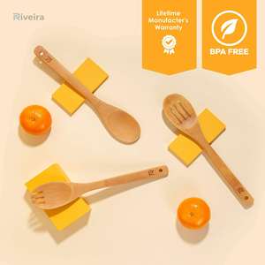 Gadget da cucina 6 pezzi di bambù utensili da cucina in legno Non bastone in bambù spatola di legno Set cucchiai per la cottura - Product Image 6