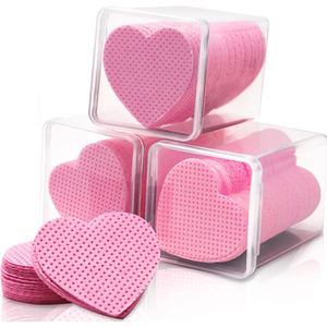 Toallitas Removedoras de Esmalte de Uñas con Forma de Corazón Rosa, Ecológicas, Marca Privada, Caja de Plástico, Sin Pelusas, 200 Unidades - Product Image 1