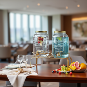 Dispenser per bevande in vetro da 2 galloni con supporto, set da 2 pezzi per feste e uso commerciale - Product Image 2