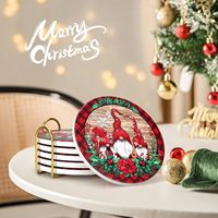 Sous-verres en céramique de Noël en gros avec base en liège, carreaux de céramique imprimés pour tapis et dessous de verre