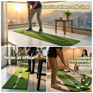 Tapis de putting Konday pour l'intérieur, aide à l'entraînement au putting avec balle, tapis de gazon pour la pratique du golf, portable - Product Image 3