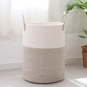 Nordic Style Linen Cotton Laundry Basket Round Foldable <b>Large</b> Capacity Household Storage <b>Bin</b> For Clothes Toys - Product Image 1