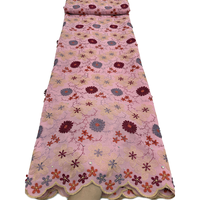 NI.AI Nouveau design Tissu en dentelle suisse voile multicolore à broderie florale 3D avec strass pour femme et soirée