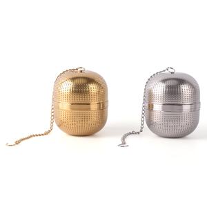 Infuseur à thé en acier inoxydable en forme d'œuf, passoire de thé en or, avec chaîne - Product Image 2