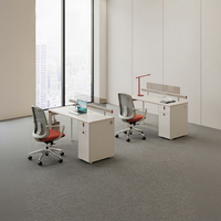 Ensemble bureau et chaise de travail individuel en PVC au design moderne et épuré, poste de travail informatique en îlot simple