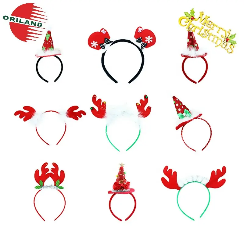 Women girls christmas hairband plush headband xmas party hats reindeer antler hair accessories