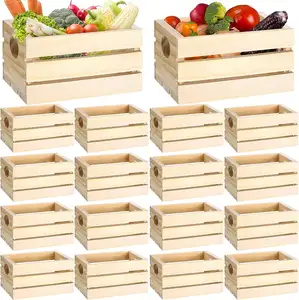 18件木质嵌套储物箱装饰木质板条箱乡村带手柄木质板条箱