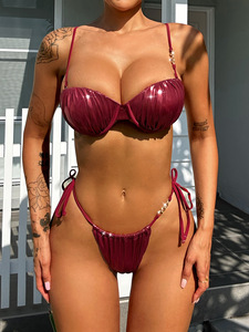 <span class=keywords><strong>Maillot</strong></span> <span class=keywords><strong>de</strong></span> <span class=keywords><strong>bain</strong></span> deux pièces pour femme JSN 2025, nouveau design, sexy, avec sac rigide en métal, bikini métallique brillant, vêtements <span class=keywords><strong>de</strong></span> plage - Product Image 2