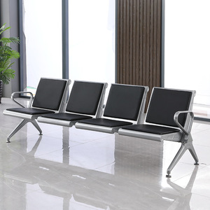 Silla Moderna de 3 Plazas en PU con Acabado de Acero Inoxidable para Áreas de Espera de Aeropuertos, Hospitales, Centros Comerciales, Oficinas y Parques - Product Image 2