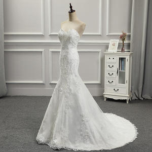 2025 nuevo estilo Europeo Americano vestido <span class=keywords><strong>de</strong></span> novia mujer tubo superior aspecto adelgazante cola <span class=keywords><strong>de</strong></span> pez dulce encaje francés novia va bodas - Product Image 3