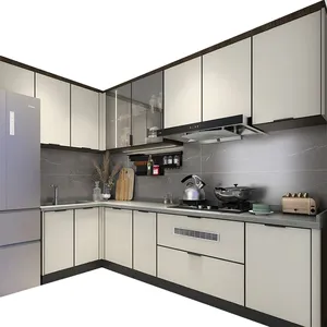RTA工厂厨房家具原装工厂橱柜现代外壳HDF中密度纤维板胶合板实木模块化厨房单元