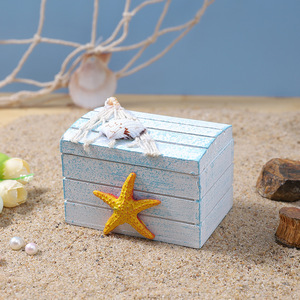 Caja de Joyería de Madera Azul Claro con Temática Oceánica, Estilo Mediterráneo, Decoración de Playa - Product Image 4