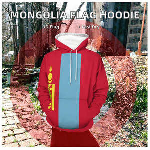 เสื้อฮู้ดพิมพ์ลายธงชาติมองโกเลีย 3 มิติ สำหรับผู้ชาย เสื้อสวมหัว คอกลม เสื้อลำลองสำหรับฤดูใบไม้ร่วง - Product Image 2