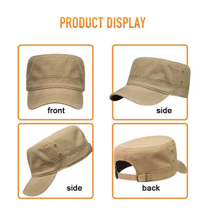 قبعة رجالية ناعمة عالية الجودة من القطن المغسول بتصميم تكتيكي مسطح، قبعة خارجية للآباء بلون زيتوني - Product Image 3