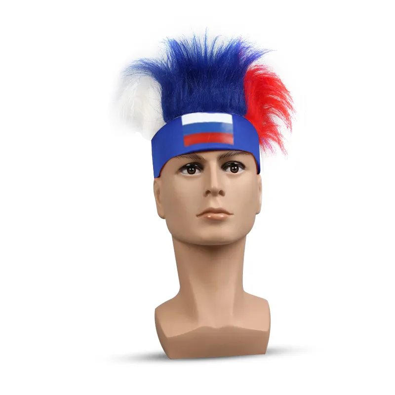 Custom Cheer Pruik World Football Cup Country Flag Fans Pruik Russia Voetbal Voetbal Head Cap Asia Cup Fans Pruik