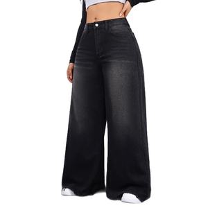 Celana Jeans Wanita Model Baggy Distressed Desain Vintage Streetwear Kaki Lebar Bordir Kasual Custom Denim - Product Image 2