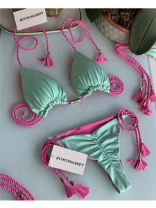 Ensemble de maillots de bain brésiliens en corde tressée aux couleurs tendance, bikinis et vêtements de plage, maillot de bain pour femmes, maillot de bain pour filles - Product Image 3