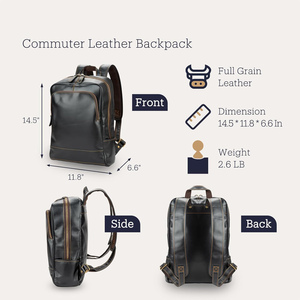 Leather <b>Backpack</b> for Men 15.6" Laptop <b>Backpack</b> top-Grain Leather <b>Backpack</b> Brown <b>Medium</b> Size - Product Image 4