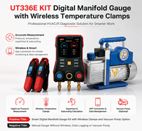 UNI-T UT336E KIT Manifold numérique + Pompe à vide de précision Gamme : 70 L/min 2,5 CFM pour la maintenance et la réparation de systèmes de réfrigération
