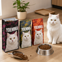 Sac de nourriture pour chat imprimé sur mesure JIAHE, fond plat à huit soudures latérales, pochette pour aliments pour animaux de compagnie VMPET PE refermable avec fermeture éclair, 1 kg, 2 kg, 5 kg