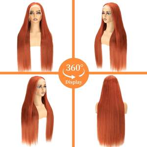 Perruque Lace Frontale 13x6 en Cheveux Humains Lisses Roux <span class=keywords><strong>Orange</strong></span>, Dentelle HD Transparente, Pré-épilée avec Baby Hair, Densité 200% - Product Image 5