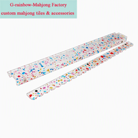 Nouveau design, support brillant en lucite pour tuiles de mahjong américain, 20 et 21 pouces, support de mahjong américain à paillettes épaisses et festonnées avec poussoir