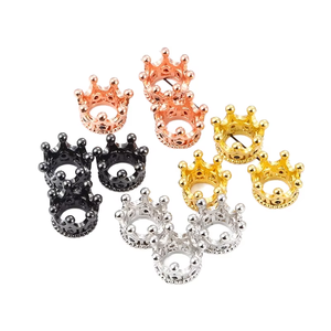 Perles d'espacement couronne micro-pavées en zircon cubique CZ faites à la main, nouveau connecteur de fabrication de bijoux avec pierre principale en diamant - Product Image 1