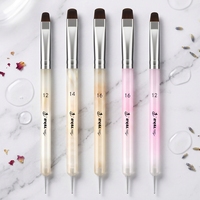 Pinceau professionnel double tête en marbre de haute qualité pour nail art, ovale plat, stylo gel UV français avec outil de pointillage métallique pour manucure DIY