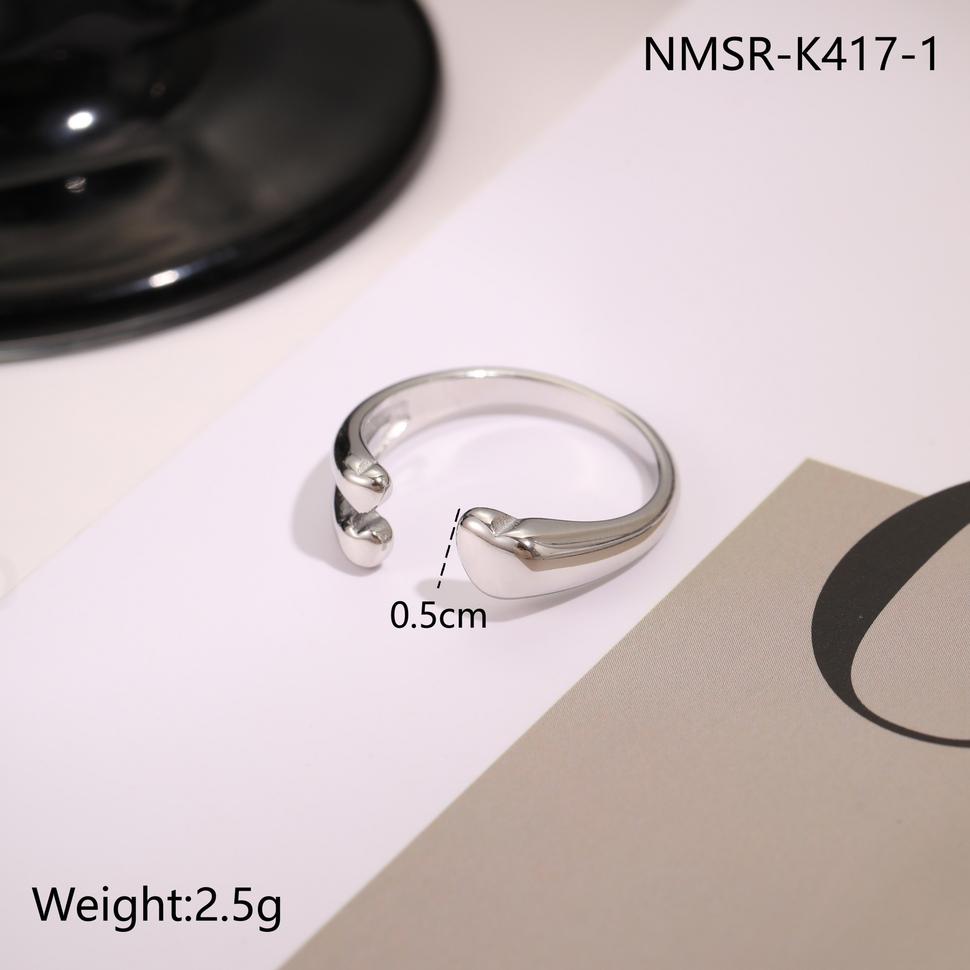 NMSR-K417-1 แหวนหัวใจเล็กสีเหล็ก